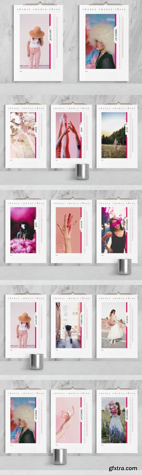 Pink Fashion Wall Calendar 2023 Template PCHLB7L » GFxtra