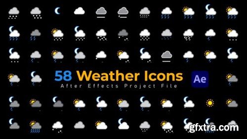 Videohive Weather Icons - 58 Pack 42790062