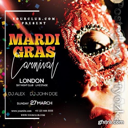 Psd Mardi Gras Carnival Flyer