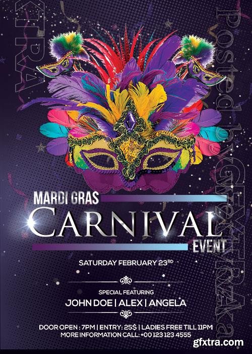 Mardi Gras Carnival Flyer Psd