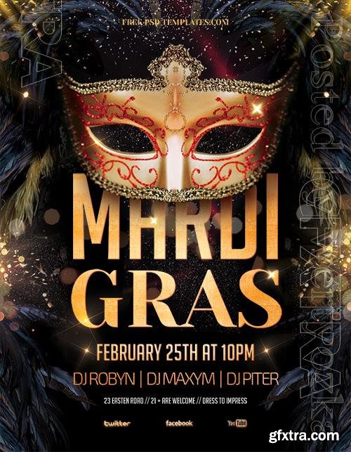 Mardi Gras Party Psd Flyer