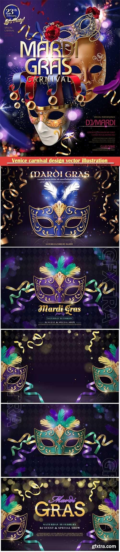 Venice carnival design vector illustration, Mardi gras vol 4