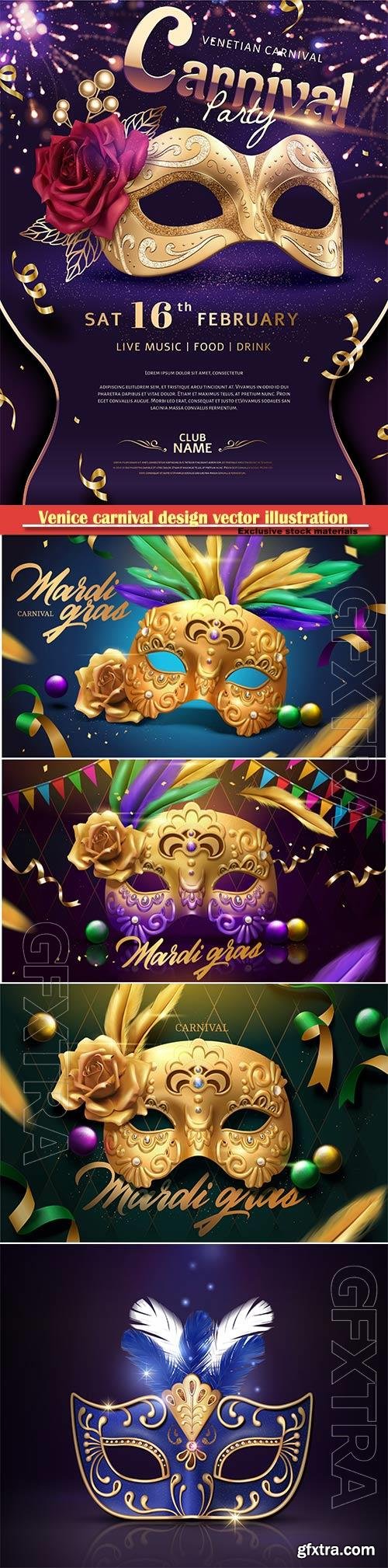 Venice carnival design vector illustration, Mardi gras vol 7