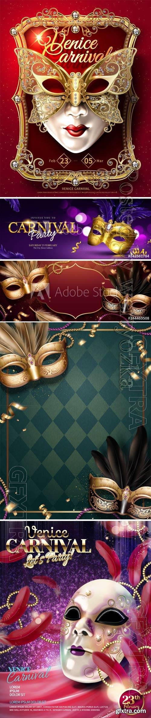 Mardi gras carnival poster, Venice carnival vector design vol 2