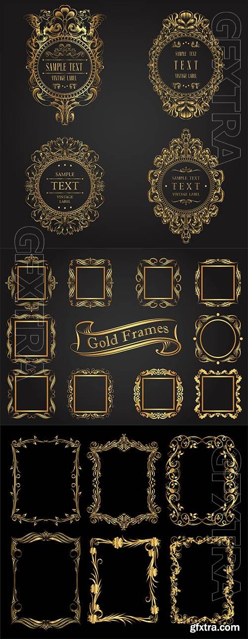 Golden decorative vector frames