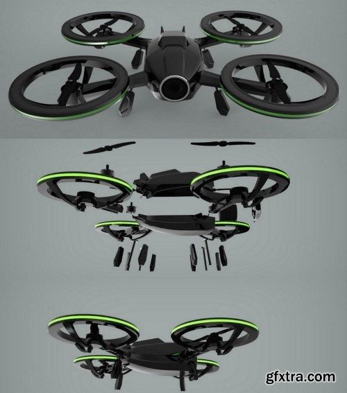 X-Black Drone – Quadcopter – 3D Print Model