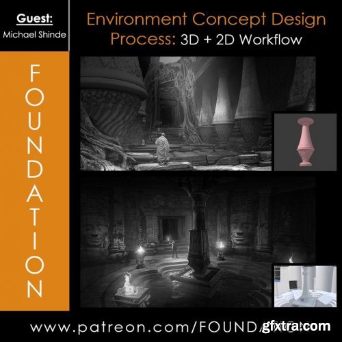 Gumroad – Foundation Patreon - Environment Concept Design Process - 3D + 2D Workflow