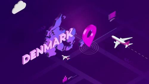 Videohive - Denmark Infographic Isometric Map Background 4K - 42801760 - 42801760