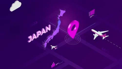 Videohive - Japan Infographic Isometric Map Background 4K - 42825990 - 42825990