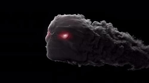 Videohive - Flying Smoke Skull with Glowing Red Eyes with Alpha Channel - 42831450 - 42831450