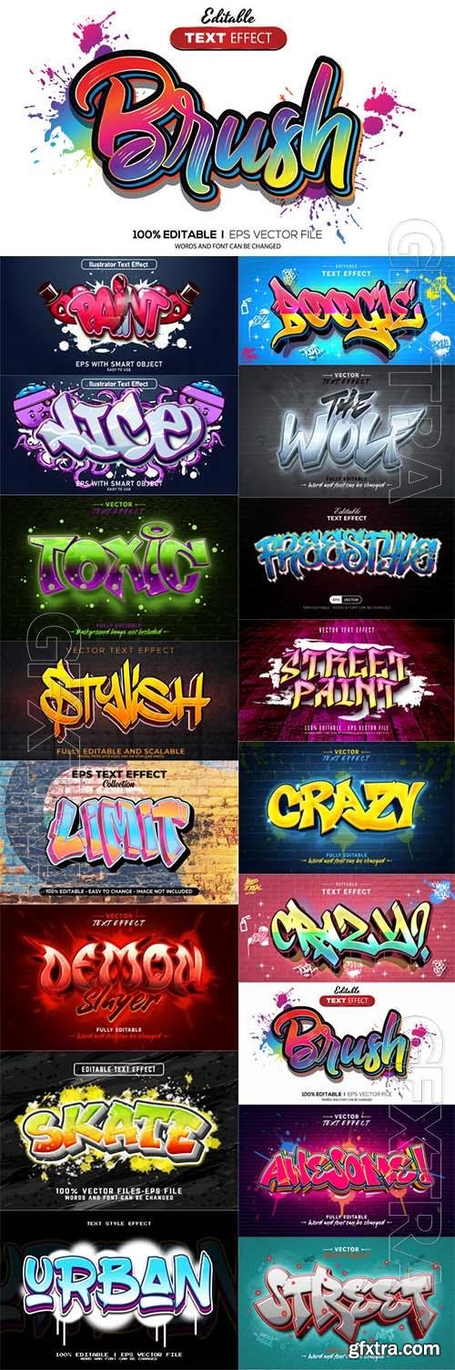 Vector 3d graffiti style editable text effect