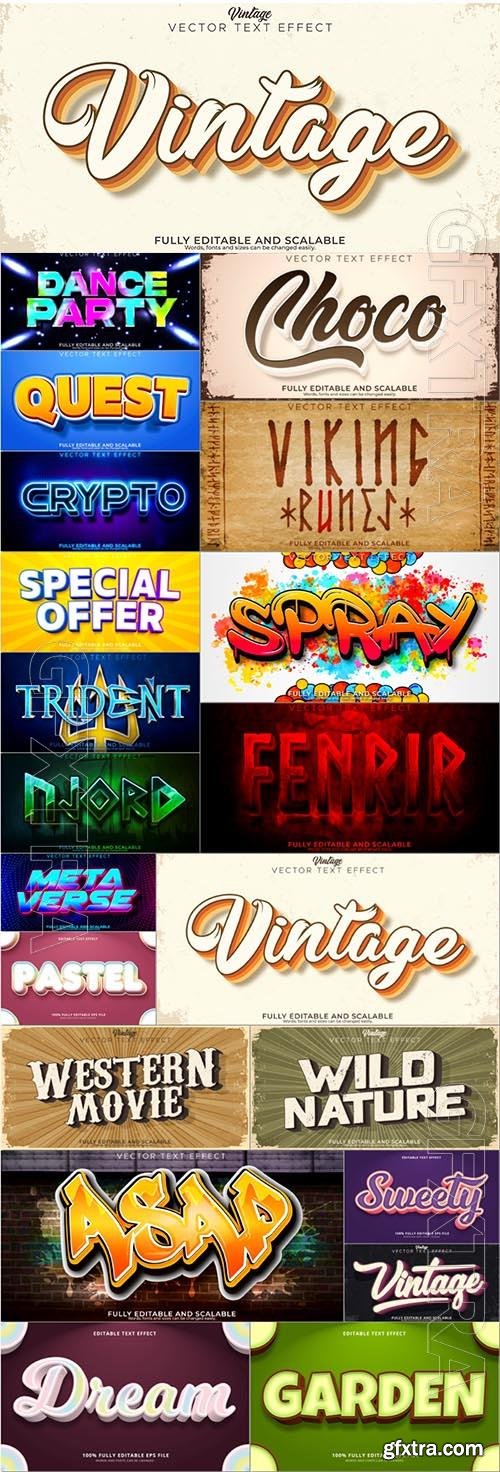 20 Vector 3d text editable, text effect font vol 7