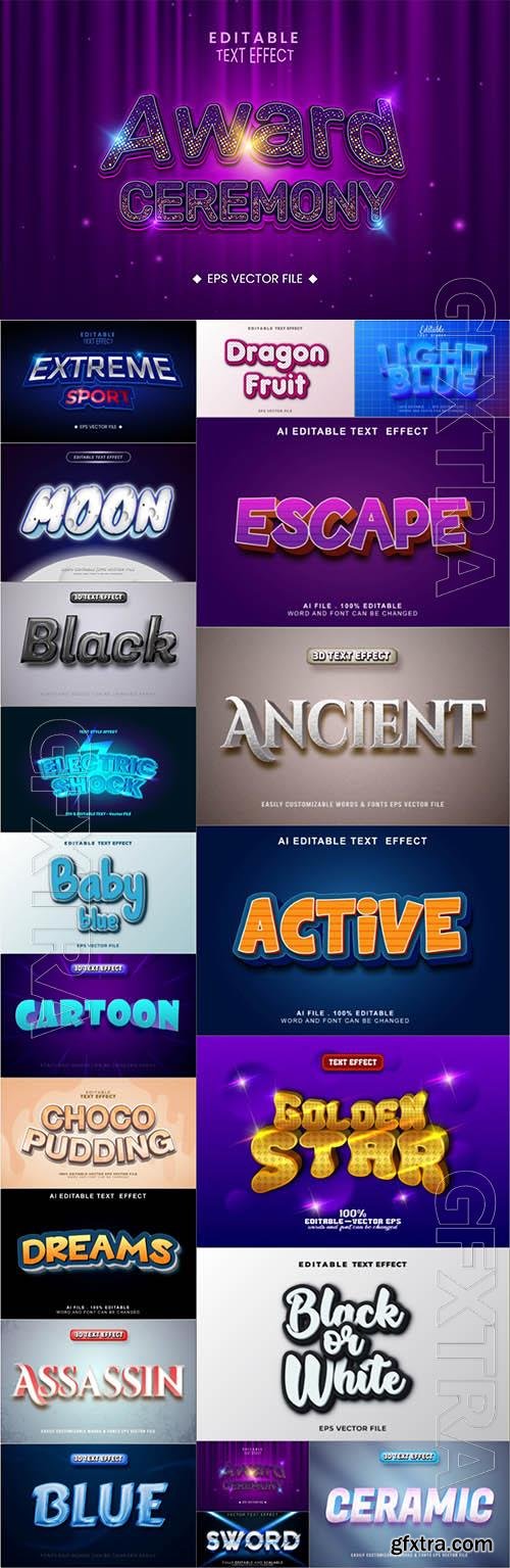 20 Vector 3d text editable, text effect font vol 5