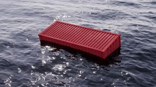 Videohive - Loop animation of cargo container floating in the ocean - 42767246 - 42767246