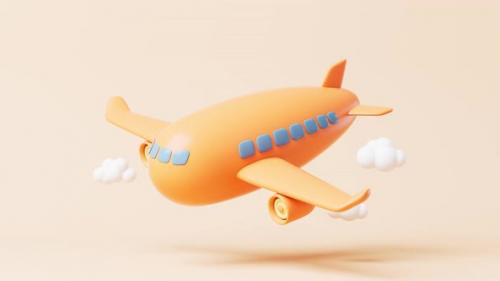Videohive - Loop animation of airplane with cartoon style - 42767281 - 42767281
