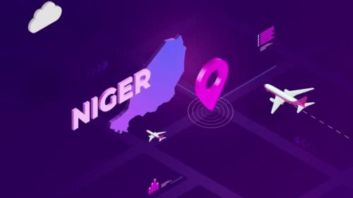 Videohive - Niger Infographic Isometric Map Background Animation 4K - 42782512 - 42782512