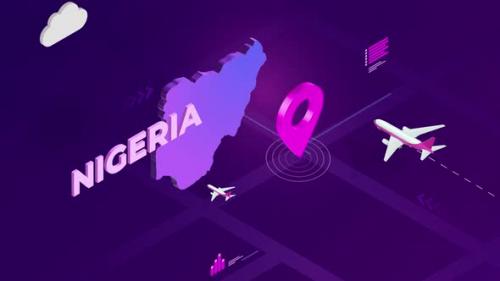 Videohive - Nigeria Infographic Isometric Map Background 4K - 42782514 - 42782514