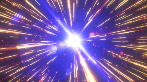 Videohive - Abstract blue yellow flying stars bright glowing in space with particles and magical energy lines - 42790607 - 42790607