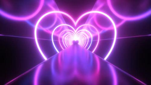 Videohive - Ultraviolet Pink Purple Neon Heart Lights Reflections Glowing Bright - 4K - 42723300 - 42723300