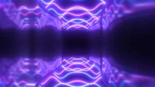 Videohive - Wave Ultraviolet Glow Neon Laser Beam Illuminated Reflective Tunnel - 4K - 42723301 - 42723301