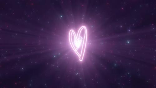 Videohive - Hand Drawn Heart Shapes Scribble Glowing Neon Lights Tunnel Portal - 4K - 42723310 - 42723310