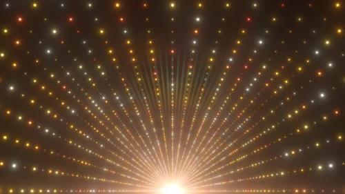 Videohive - Gorgeous Golden Tunnel Hall of Bright Neon Flashing Strobe Light Dots - 4K - 42723331 - 42723331