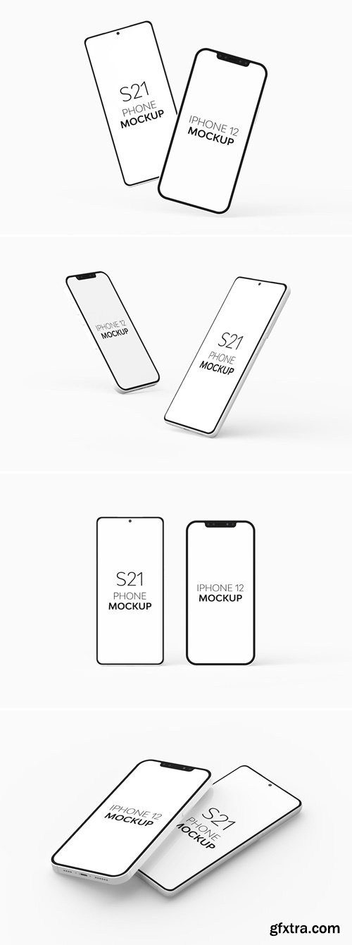 S21 Phone & iPhone 12 Mockup