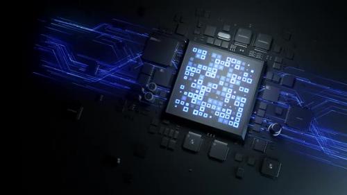 Videohive - Chip abstraction on a surface with the effect of a computing process. Dynamic animation - 42759645 - 42759645