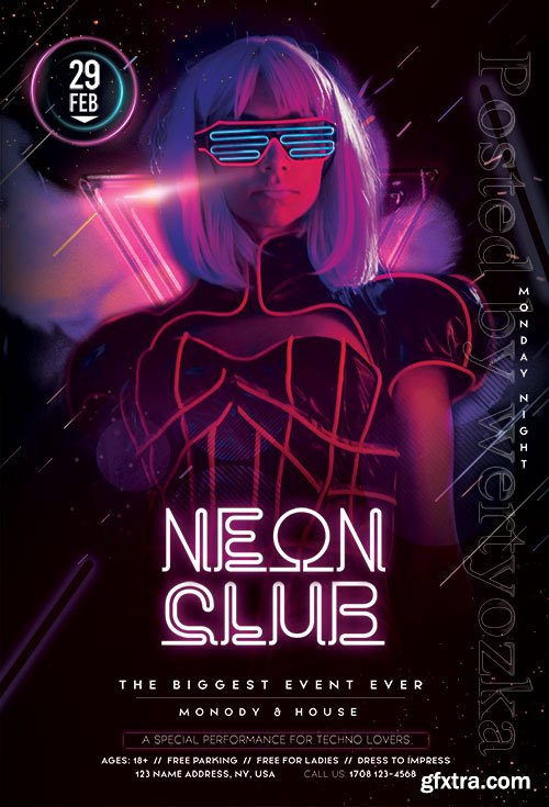 Neon Club Psd Flyer Design 