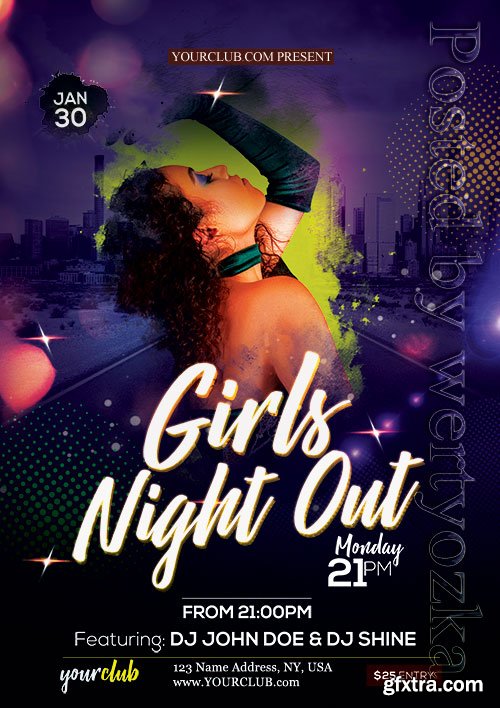 Girls Night Out Psd Flyer Design