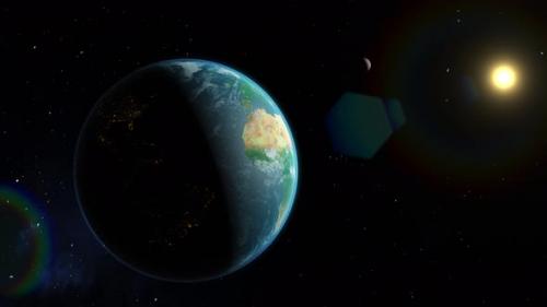 Videohive - The Rotating Earth and the Sun As Background - 42760402 - 42760402
