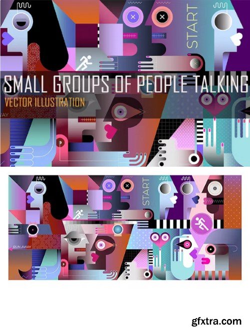 Small Groups Of People Talking vector illustration