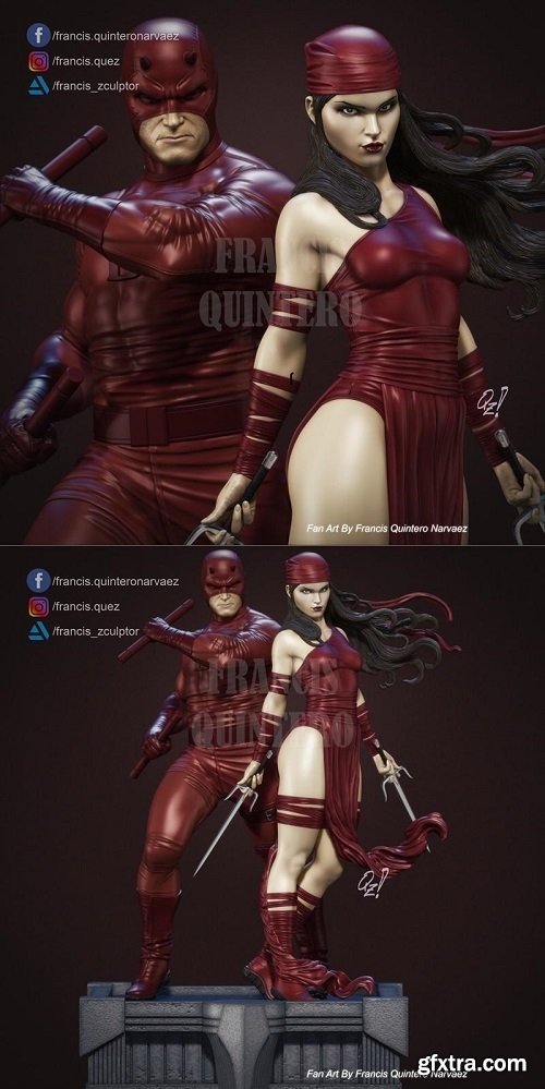 Francis Q – Daredevil Elektra Diorama – 3D Print Model