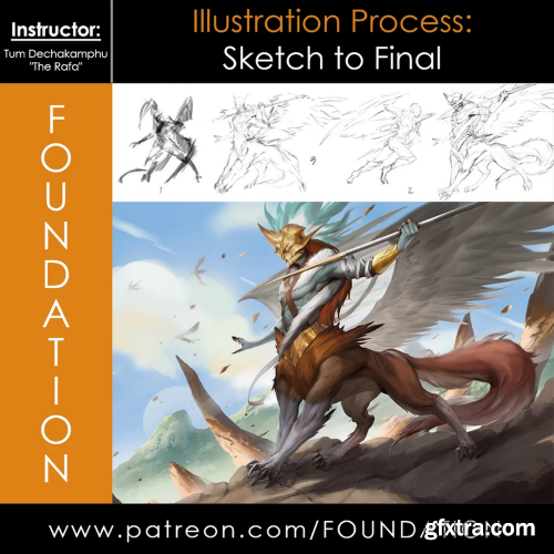 Foundation Patreon - Illustration Process - Sketch to Final with The Rafa