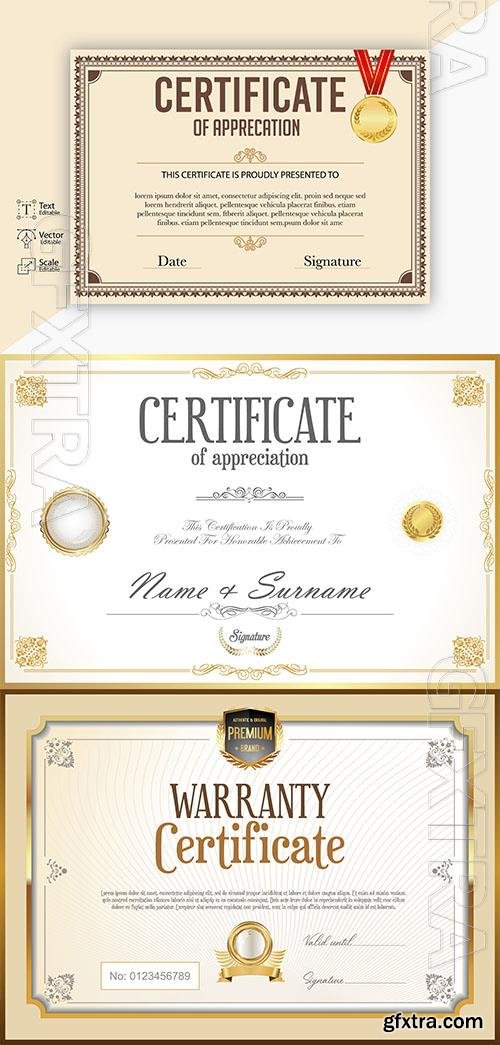 Certificate of appreciation or retro vector template for companies