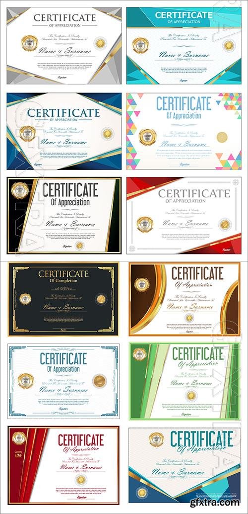 Colorful certificate or diploma retro design template