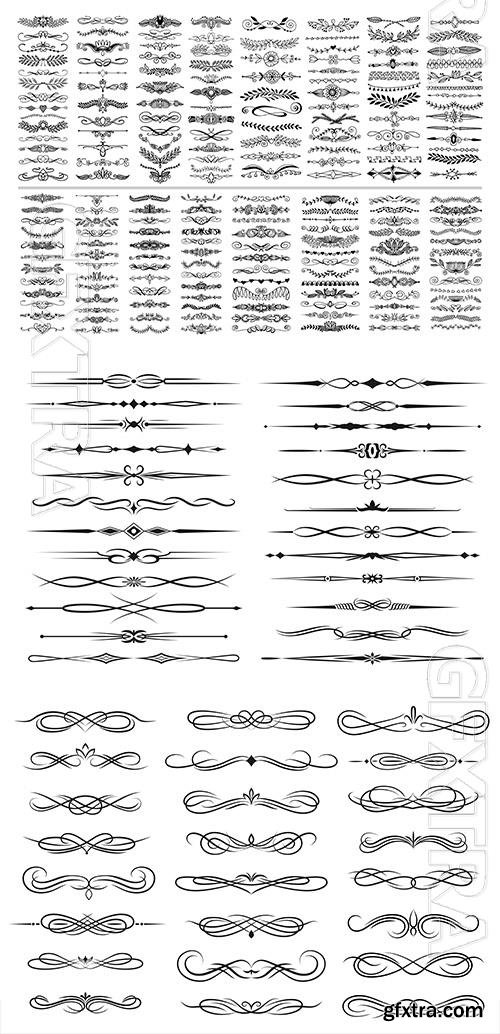 Vintage decorative curls swirls, borders, drawing elements