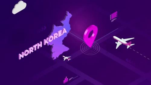 Videohive - North Korea Infographic Isometric Map Background 4K - 42825979 - 42825979