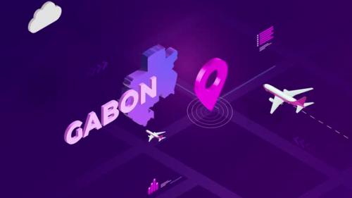 Videohive - Gabon Infographic Isometric Map Background 4K - 42825980 - 42825980