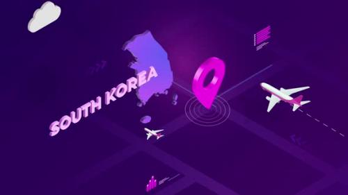 Videohive - South Korea Infographic Isometric Map Background 4K - 42825986 - 42825986