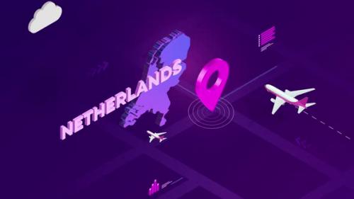 Videohive - Netherlands Infographic Isometric Map Background 4K - 42825987 - 42825987