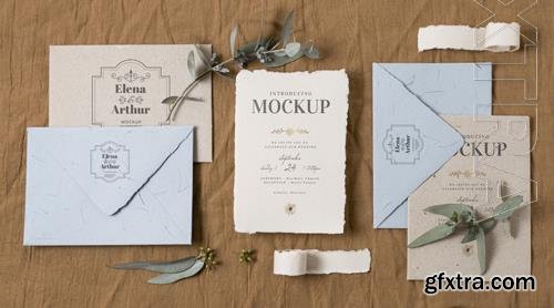 PSD composition of elegant wedding mock-up cards