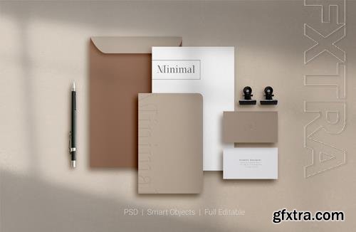 PSD set of corporate stationery branding mockup top view