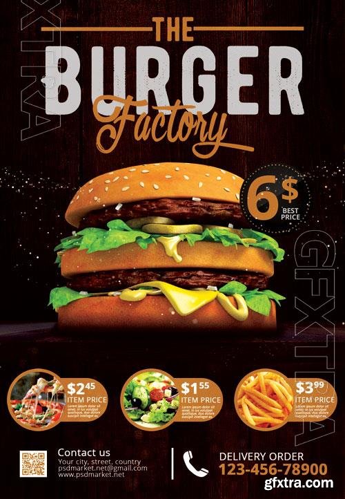 Psd burger factory flyer design