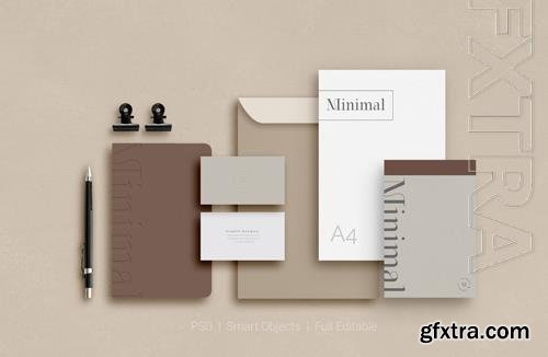 PSD set of corporate stationery branding mockup top view vol 3