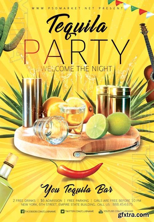 Psd tequila party flyer design