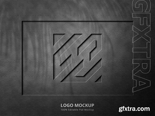 PSD emboss and deboss logo mockup on dark background