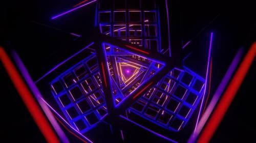 Videohive - Scifi Infinite Tunnel with Red Blue Neon Lights - 42828331 - 42828331