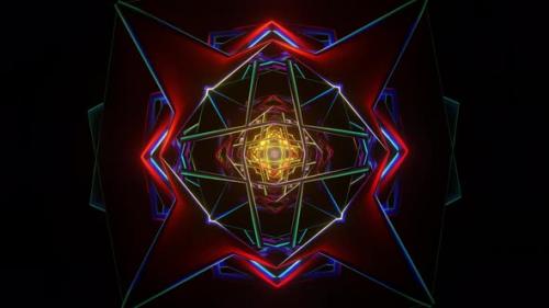 Videohive - Pulsating Neon Rotating Grid and Star Shape Background VJ Loop - 42828450 - 42828450