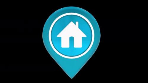 Videohive - Real Estate Home Location Icon Blue Alpha Loop - 42832375 - 42832375